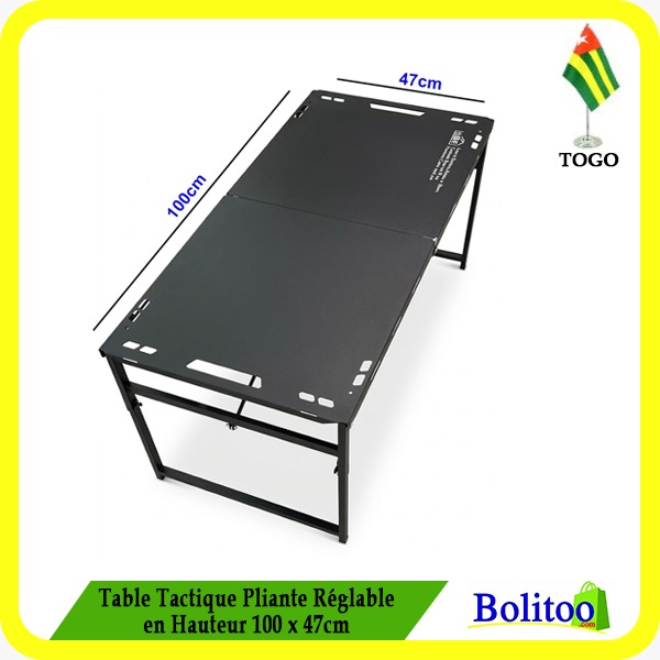 Table Tactique Pliante Réglable en Hauteur