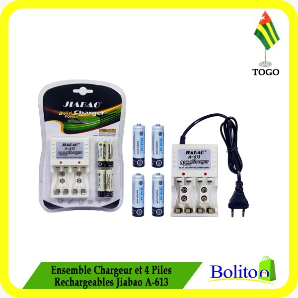 Ensemble Chargeur et 4 Piles Rechargeables Jiabao A-613