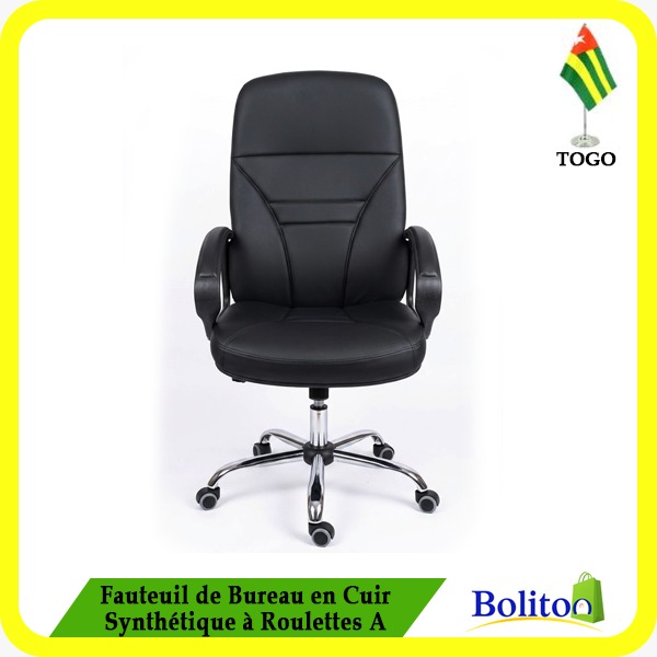Fauteuil de Bureau en Cuir Synthétique à Roulettes A