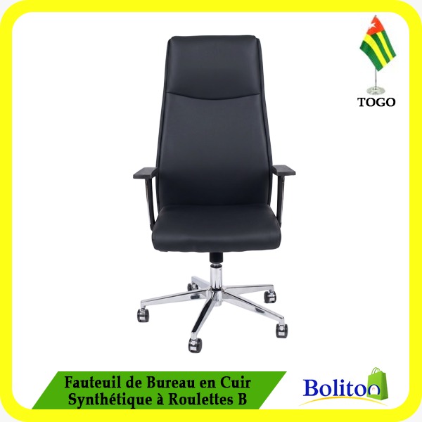Fauteuil de Bureau en Cuir Synthétique à Roulettes