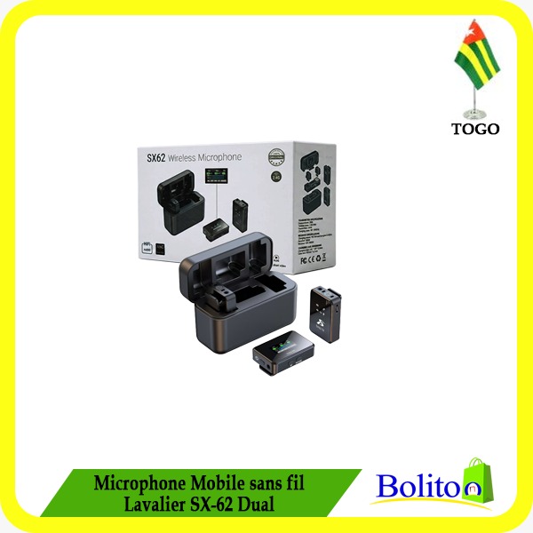 Microphone Mobile sans fil Lavalier SX-62 Dual