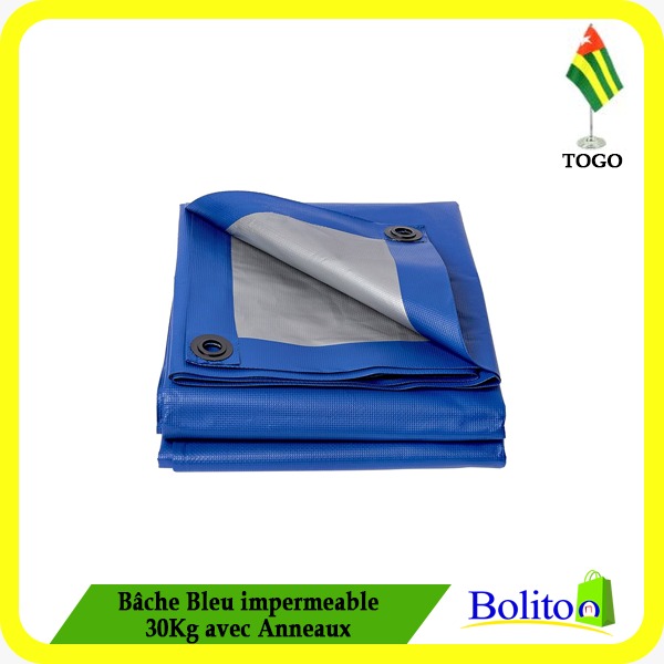 Bâche Bleu Imperméable 30Kg avec Anneaux