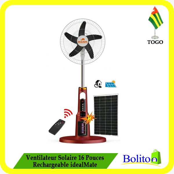 Ventilateur Solaire 16" Rechargeable idealMate - idealPro