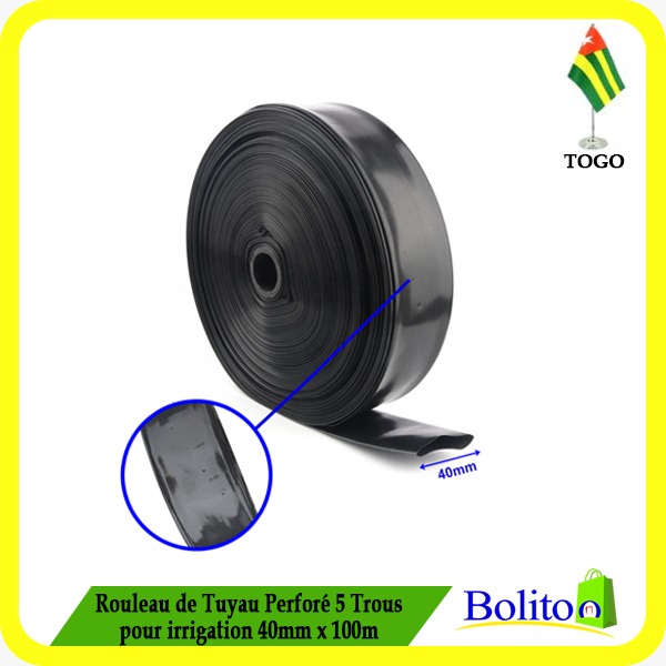 Rouleau de Tuyau Perforé 5 Trous pour Irrigation 40mm x 100m