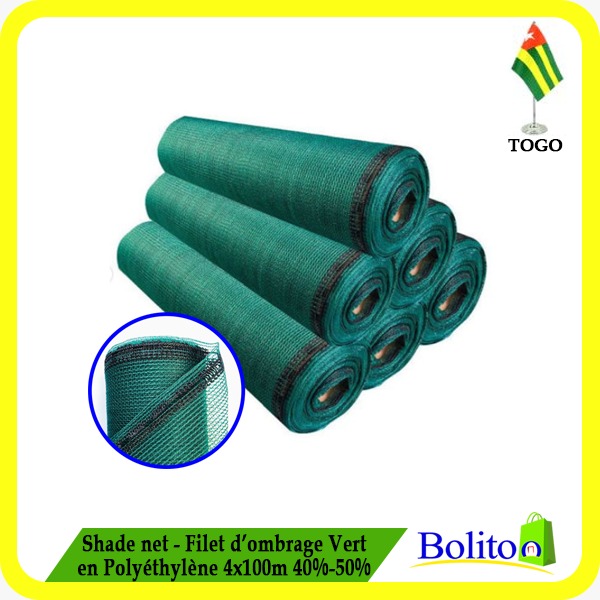 Shade net - Filet d'Ombrage Vert en Polyéthylène 4x100m