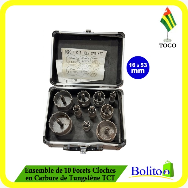 Ensemble de 10 Forets Cloches en Carbure de Tungstène TCT