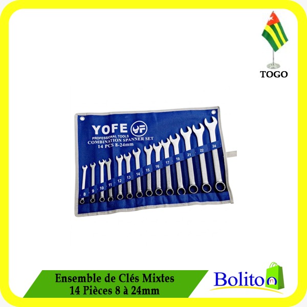Ensemble de Clés Mixtes 14Pcs 8 à 24mm