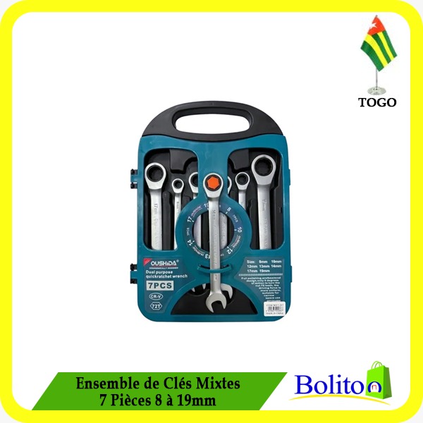 Ensemble de Clés Mixtes 7Pcs 8 à 19mm