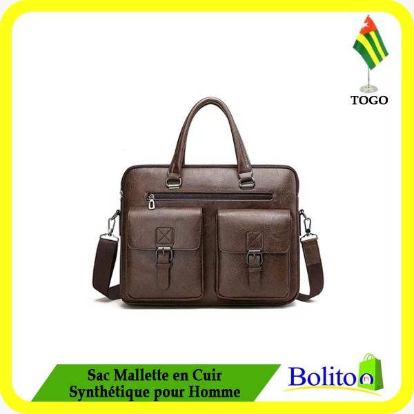 Sac Mallette en Cuir Synthétique pour Homme