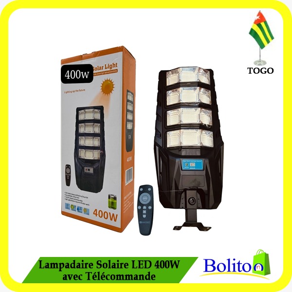 Lampadaire Solaire LED 400W avec Télécommande